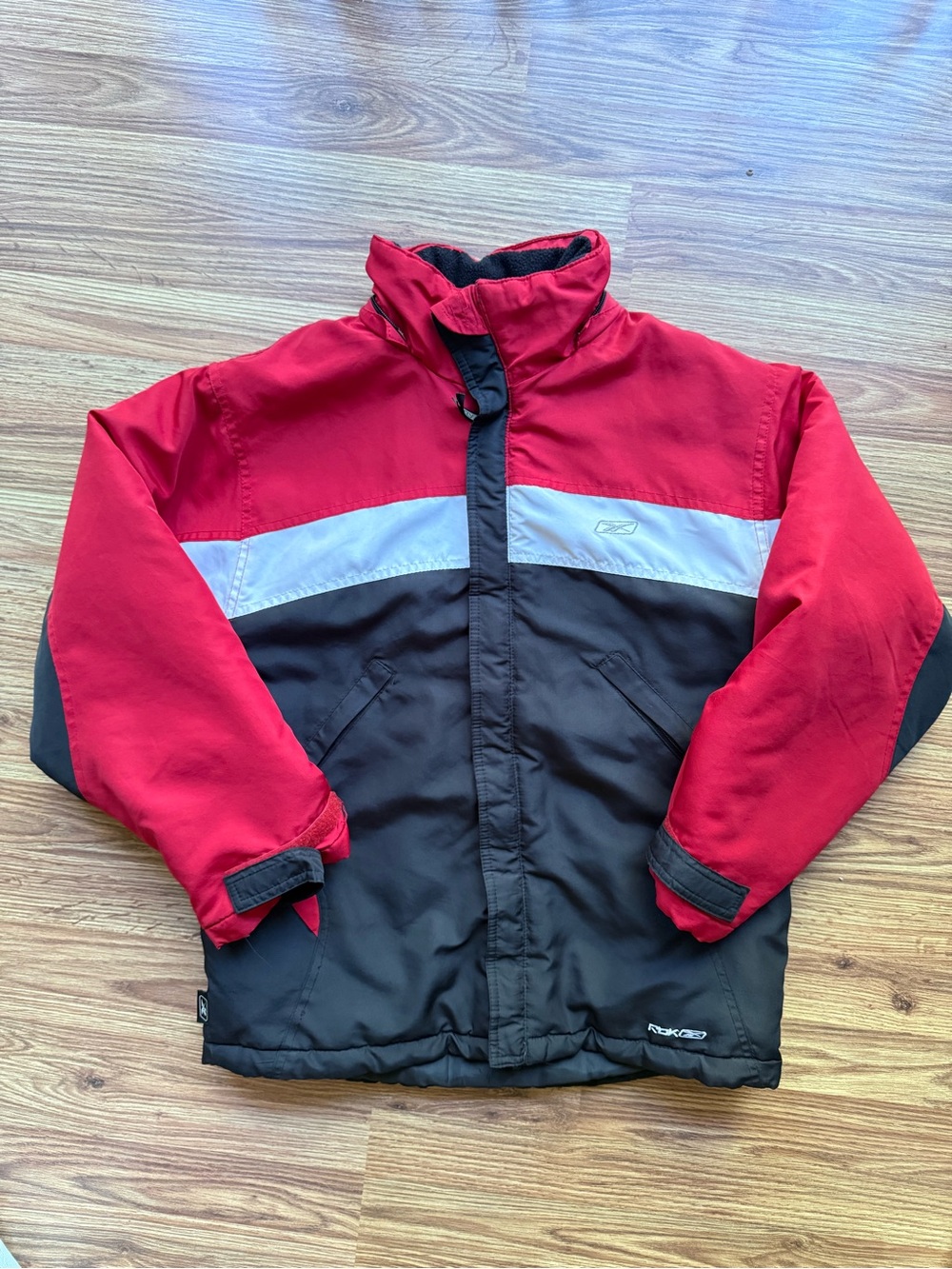 Reebok Red, Black and White Colorblock Kids Puffer Jacket